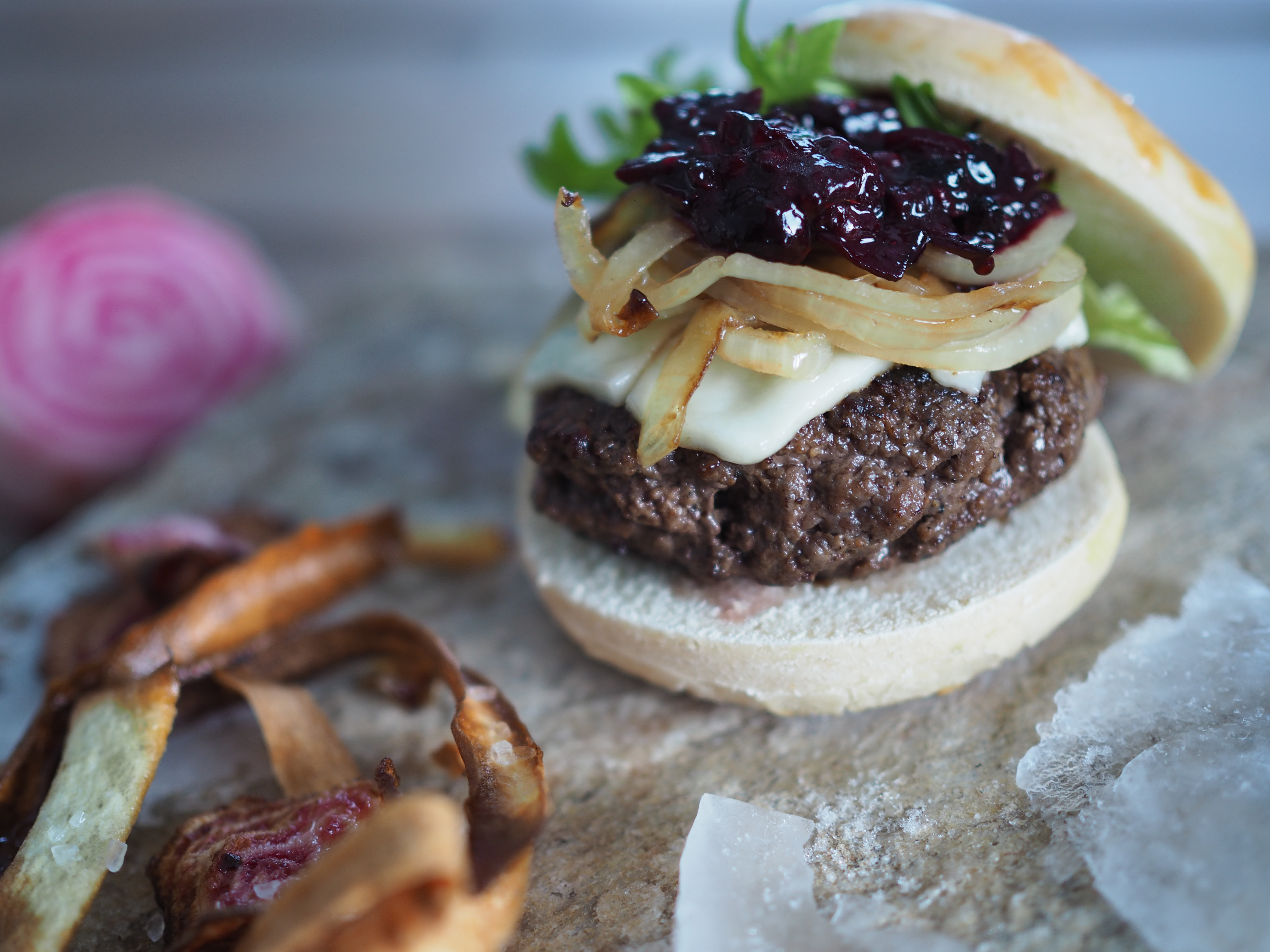 Wild Moose Burger with Forest Berry Relish