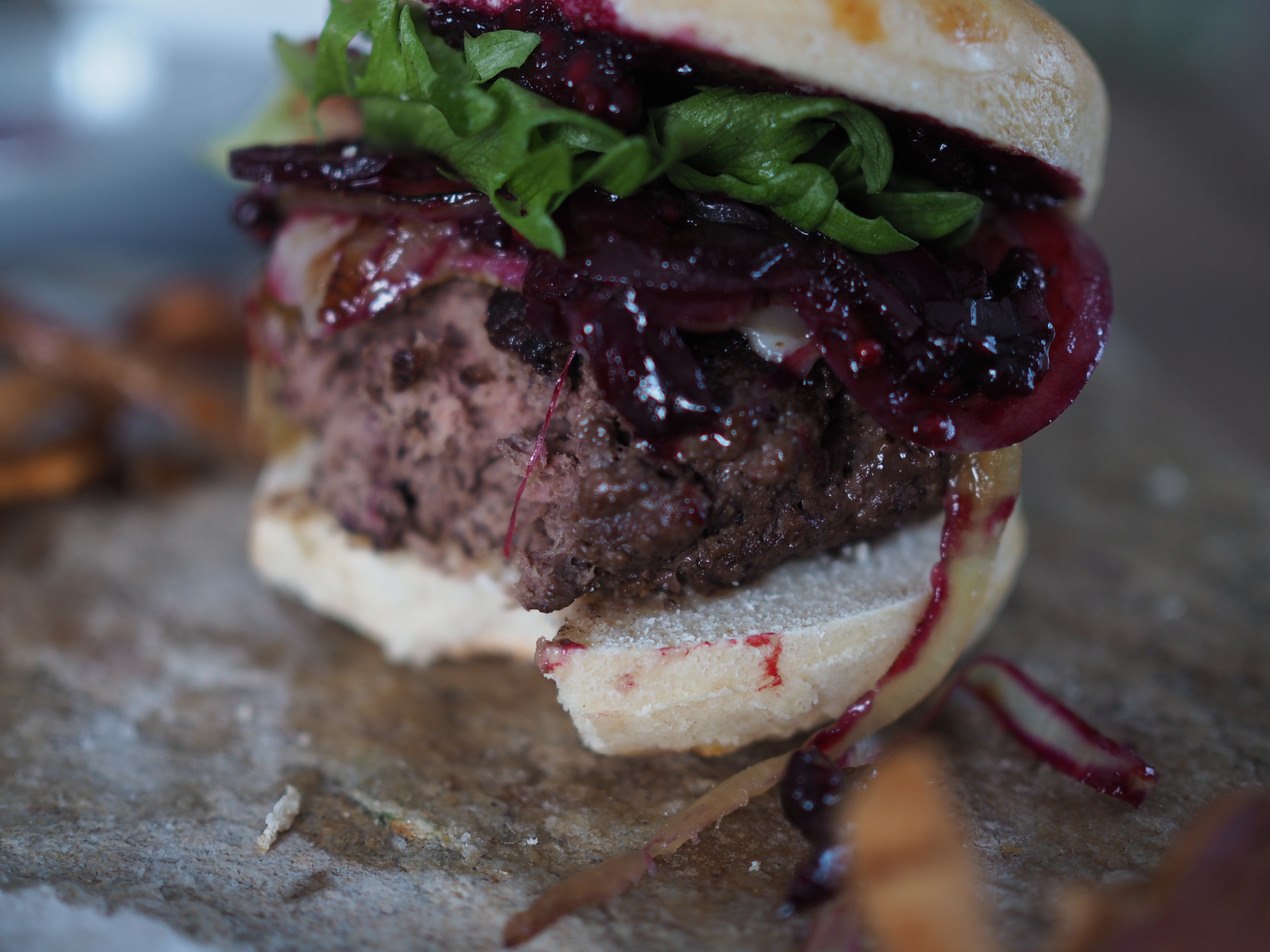 Wild Moose Burger with Forest Berry Relish