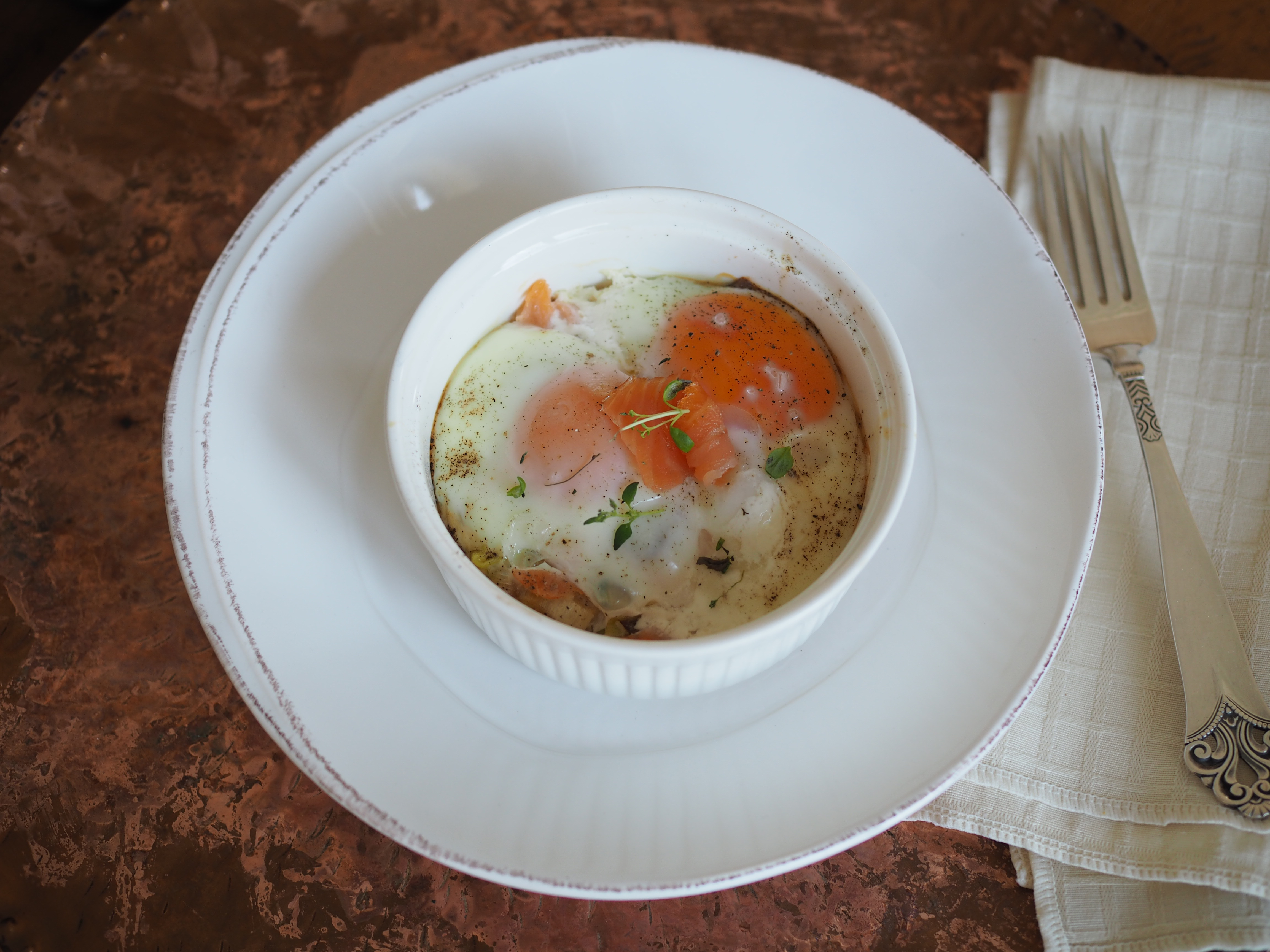 Baked Smoked Salmon & Eggs