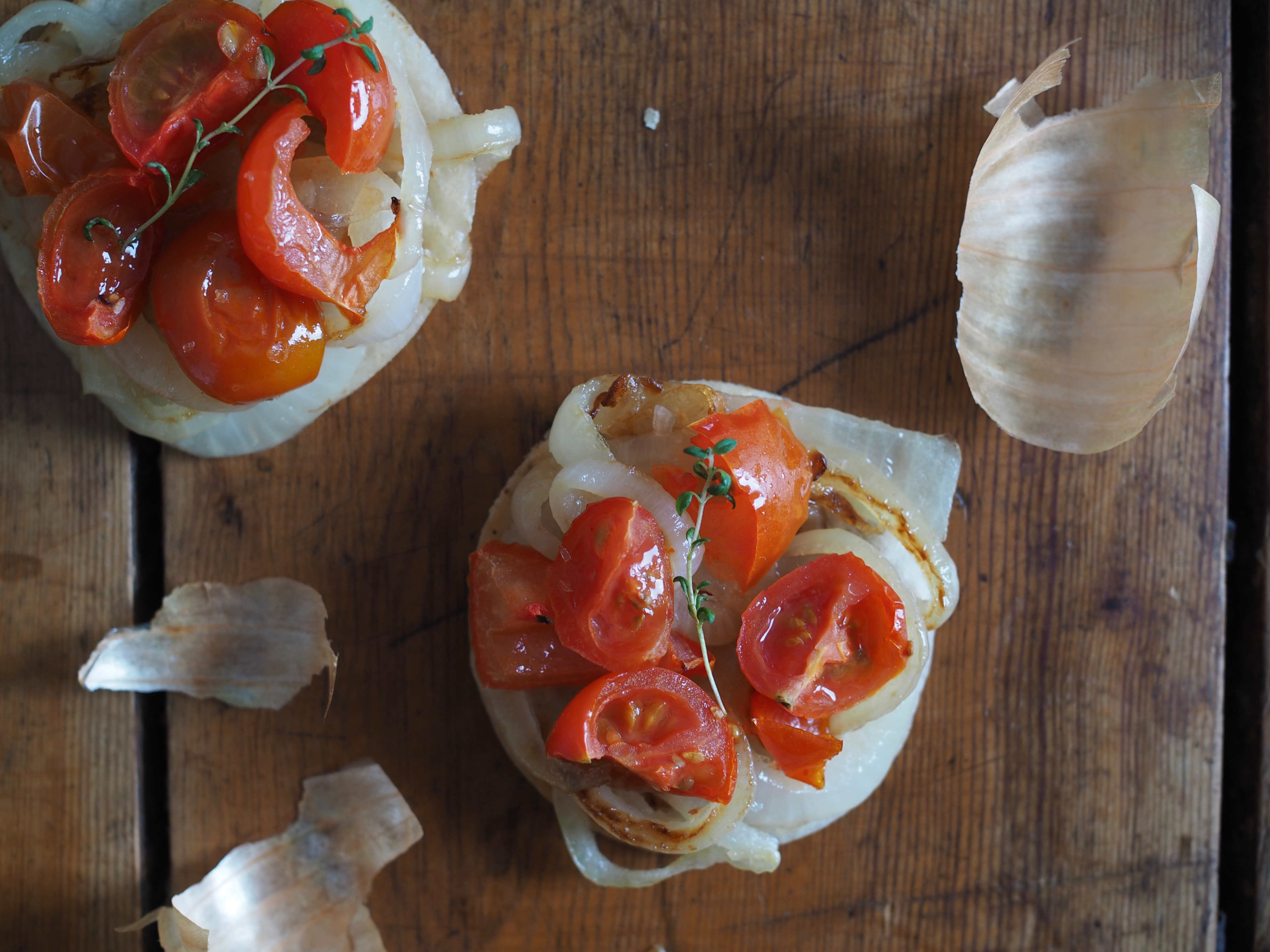 Lompe with Carmelized Onions and Roasted Tomatoes