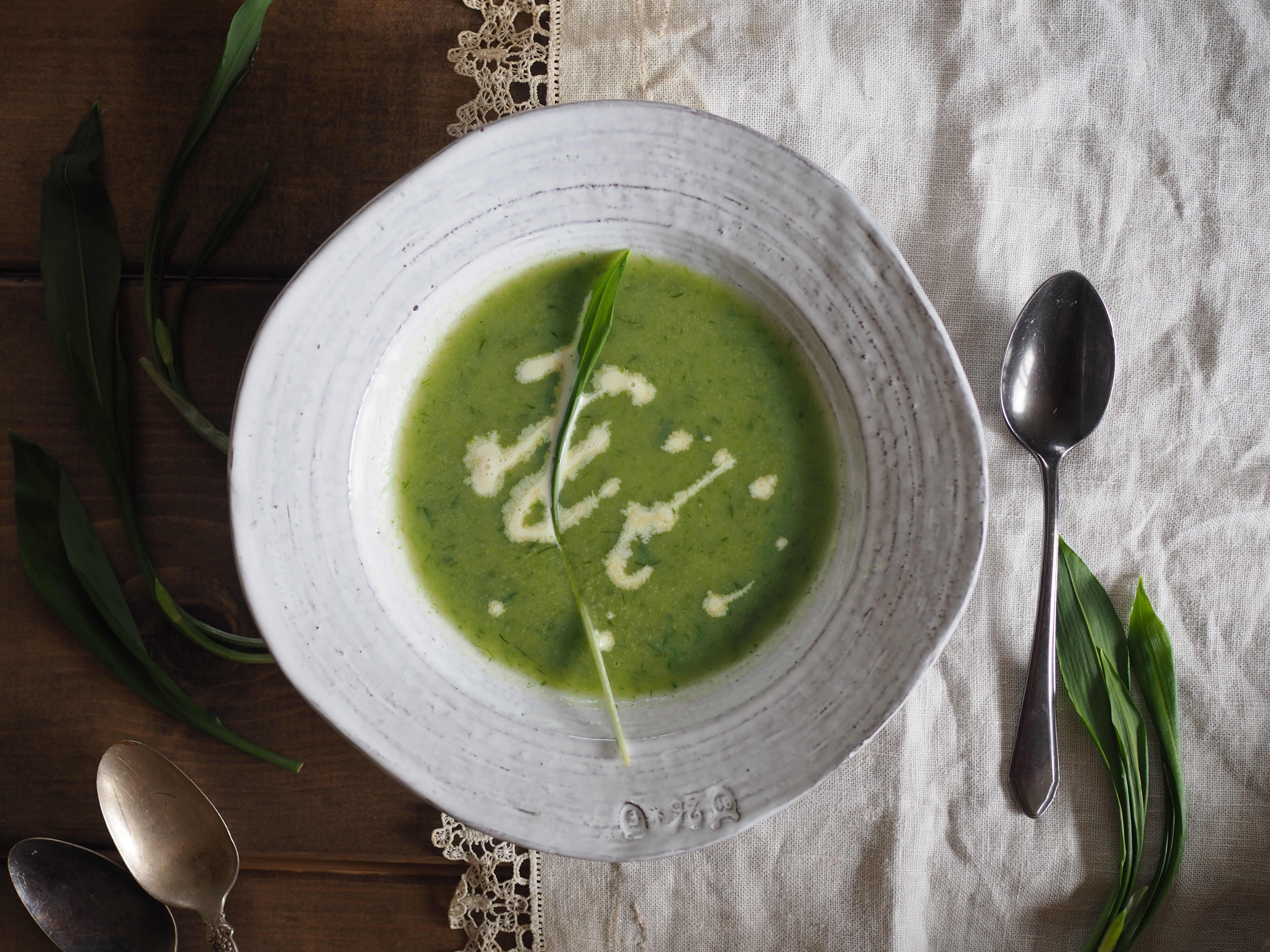 Wild Garlic Soup and Wild Garlic Potato Bread ( Ramsløksuppe og Ramsløkbrød)