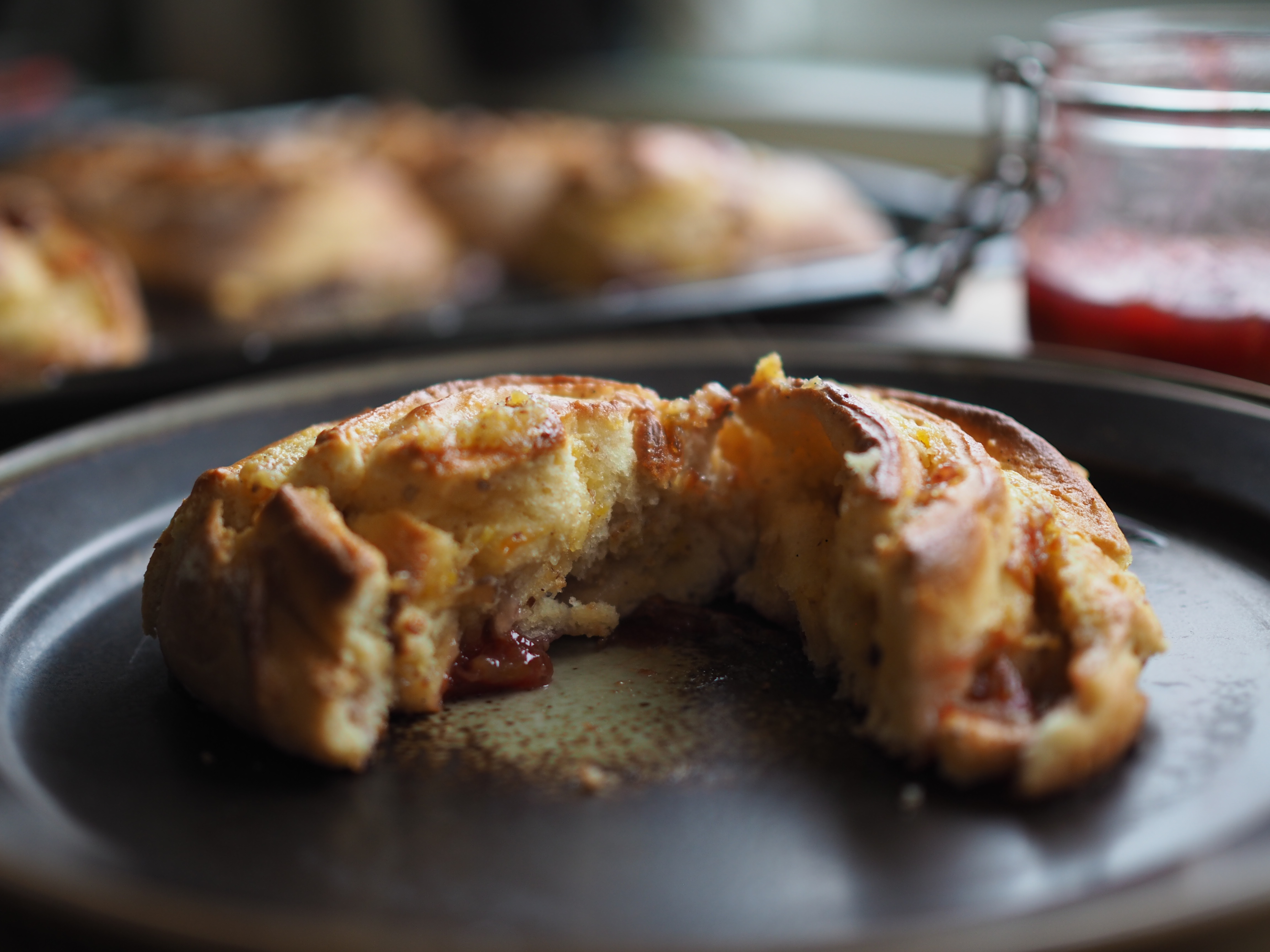 Norwegian Boller with Plums and Almond Custard