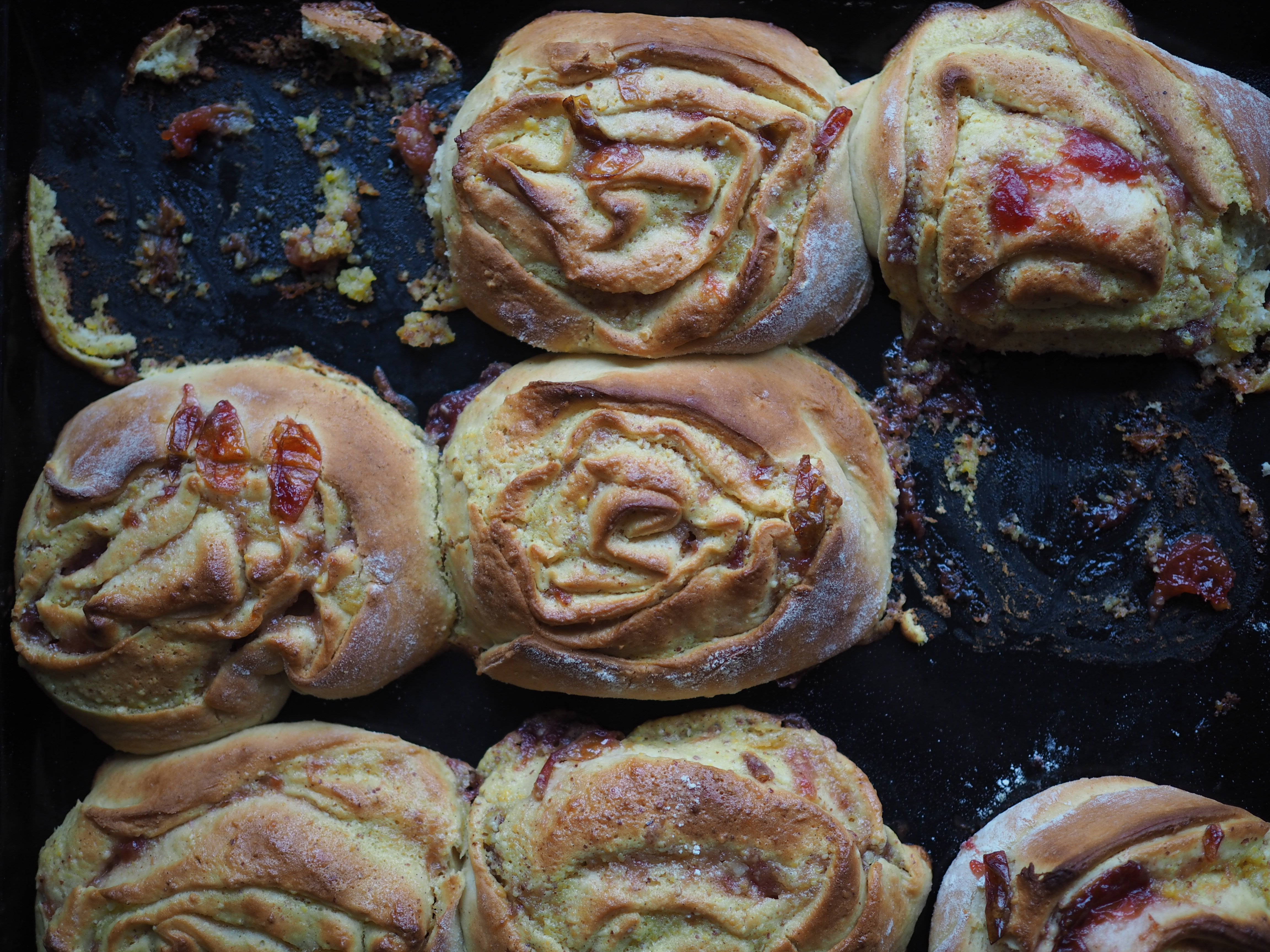 Norwegian Boller with Plums and Almond Custard