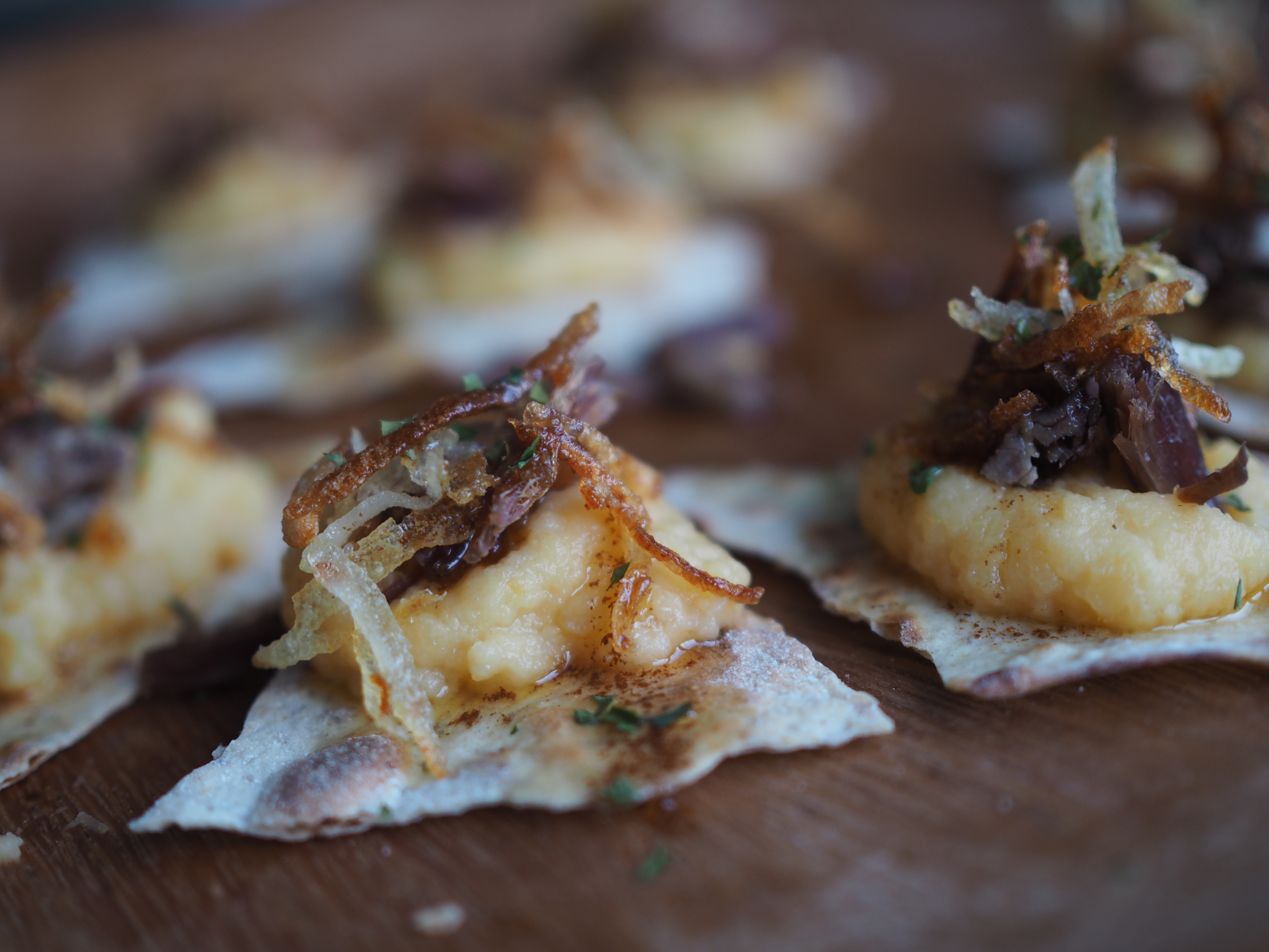 Pinnekjøtt with Flatbread, Rutabaga Puree, Crispy Potatoes and Lemon Browned Butter 