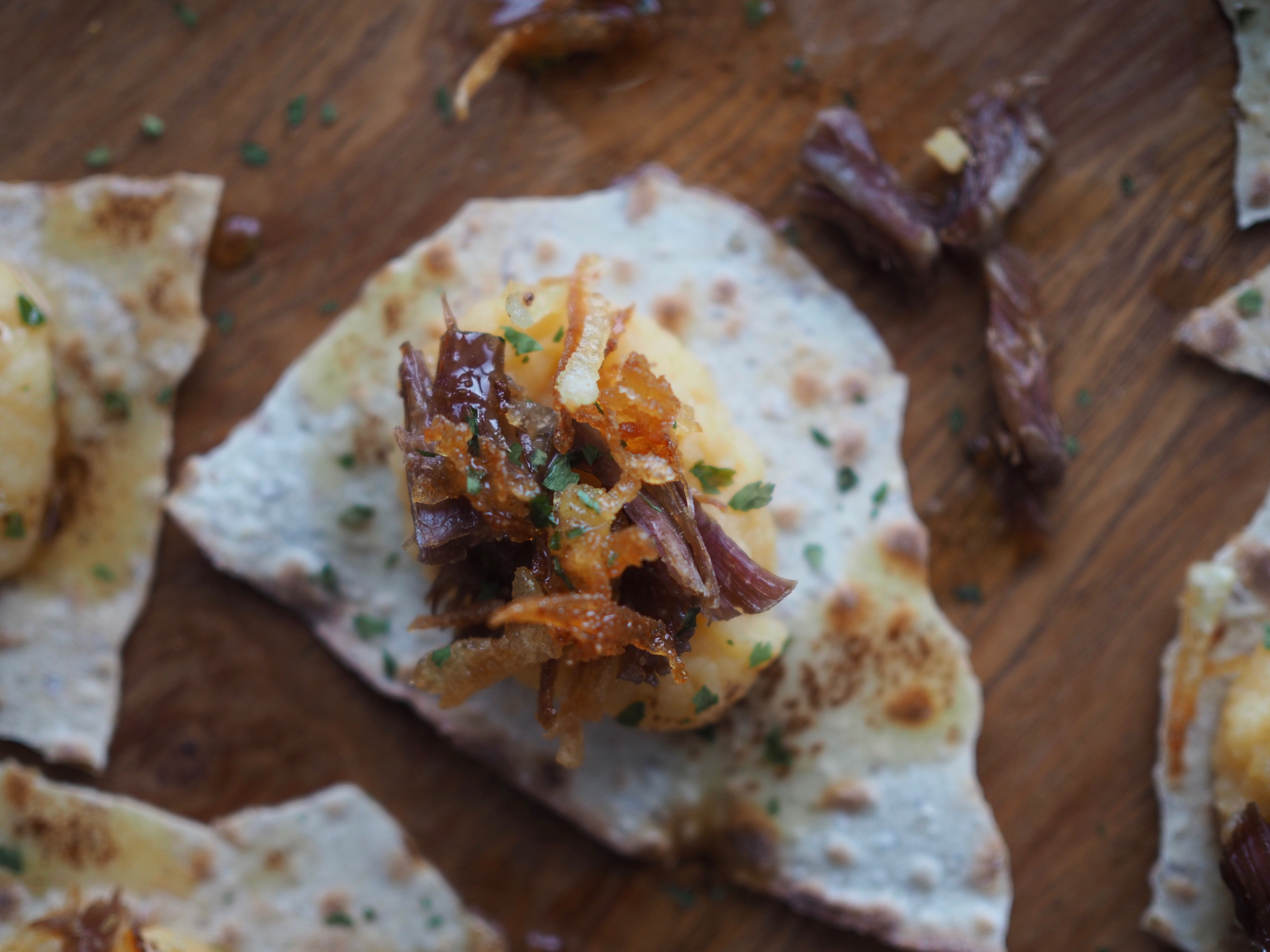 Pinnekjøtt with Flatbread, Rutabaga Puree, Crispy Potatoes and Lemon Browned Butter