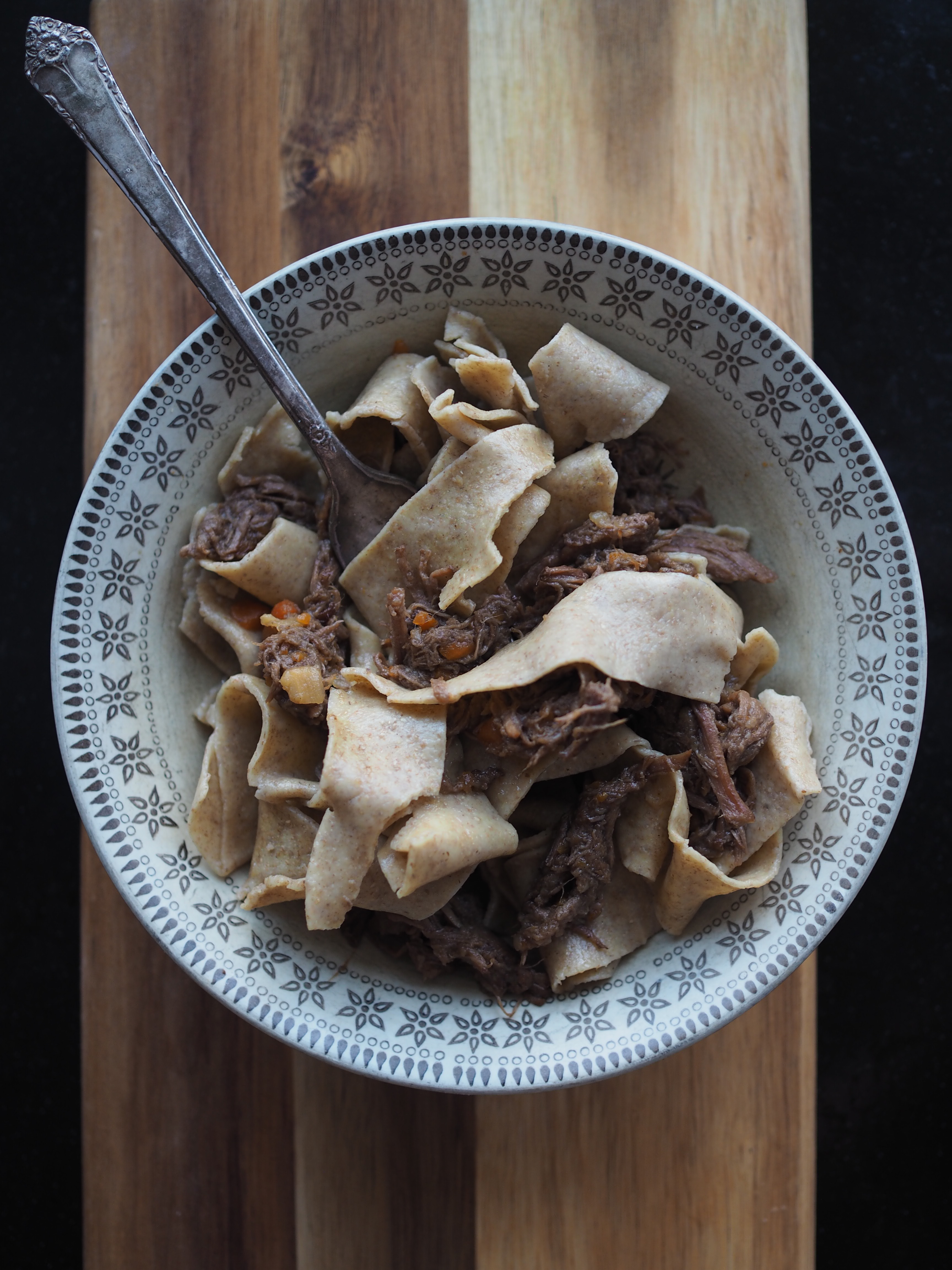 Hand-Cut Rye Noodles with Beer-Braised Beef