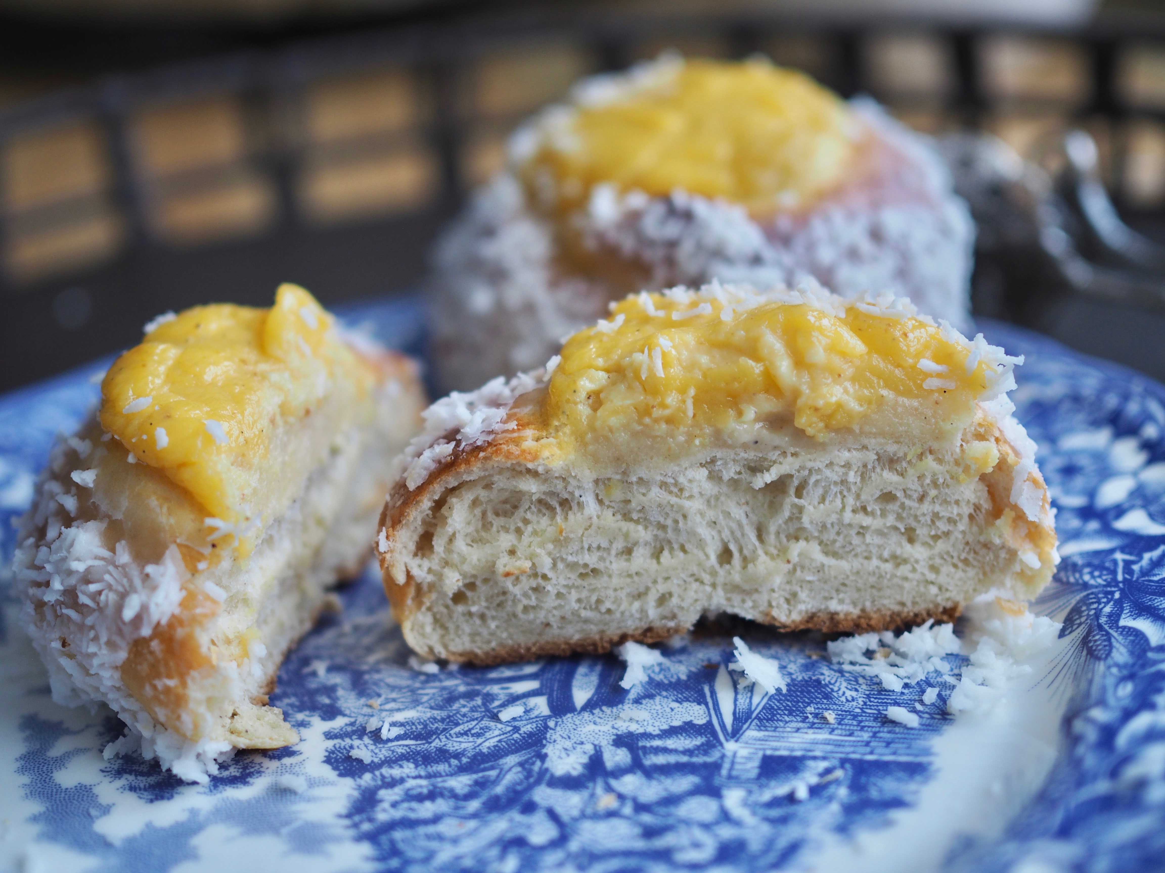 Skoleboller (Norwegian Buns with Custard & Coconut)