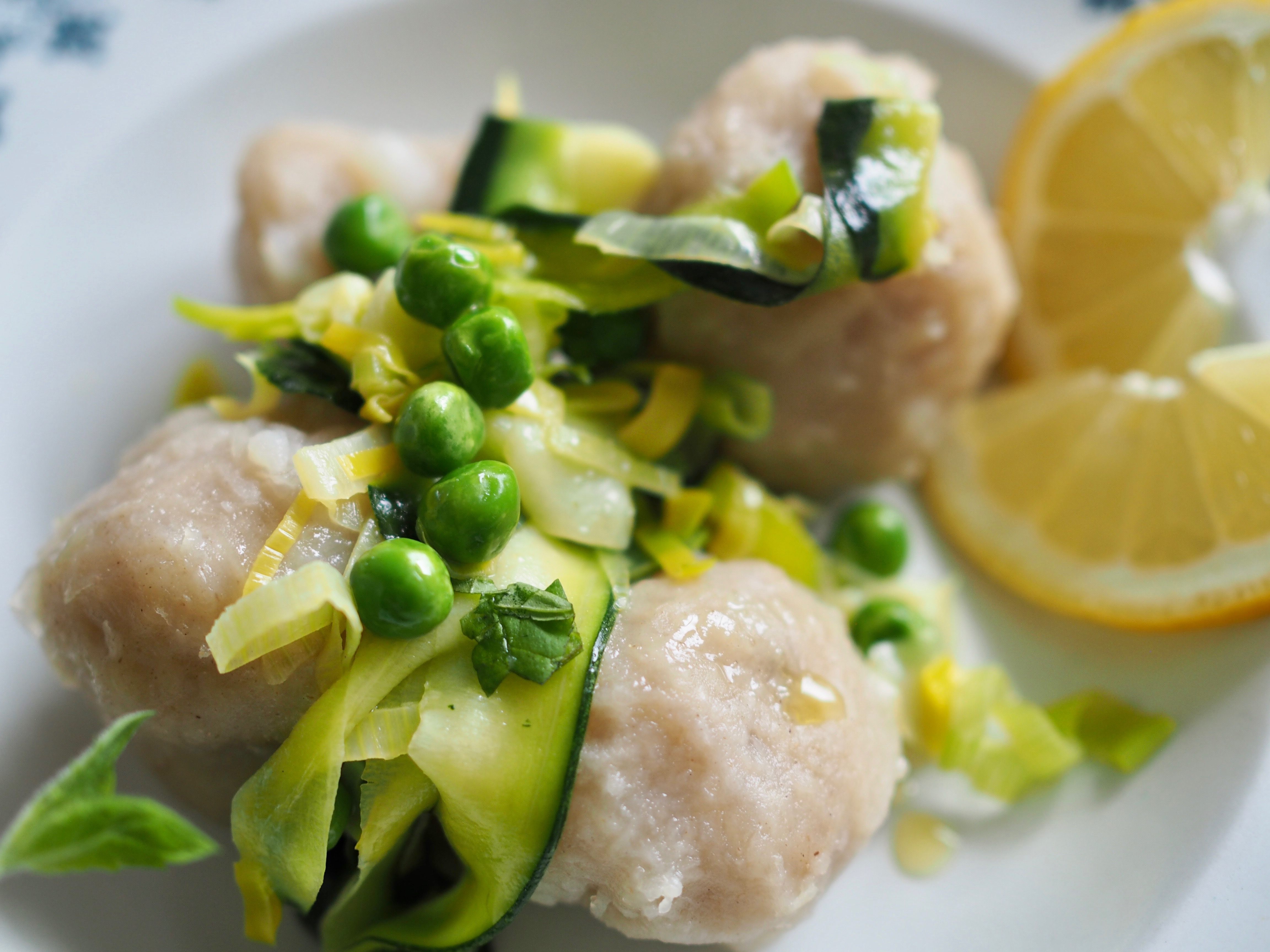 Norwegian Potato Dumplings with Spring Vegetables (Raspeballer)