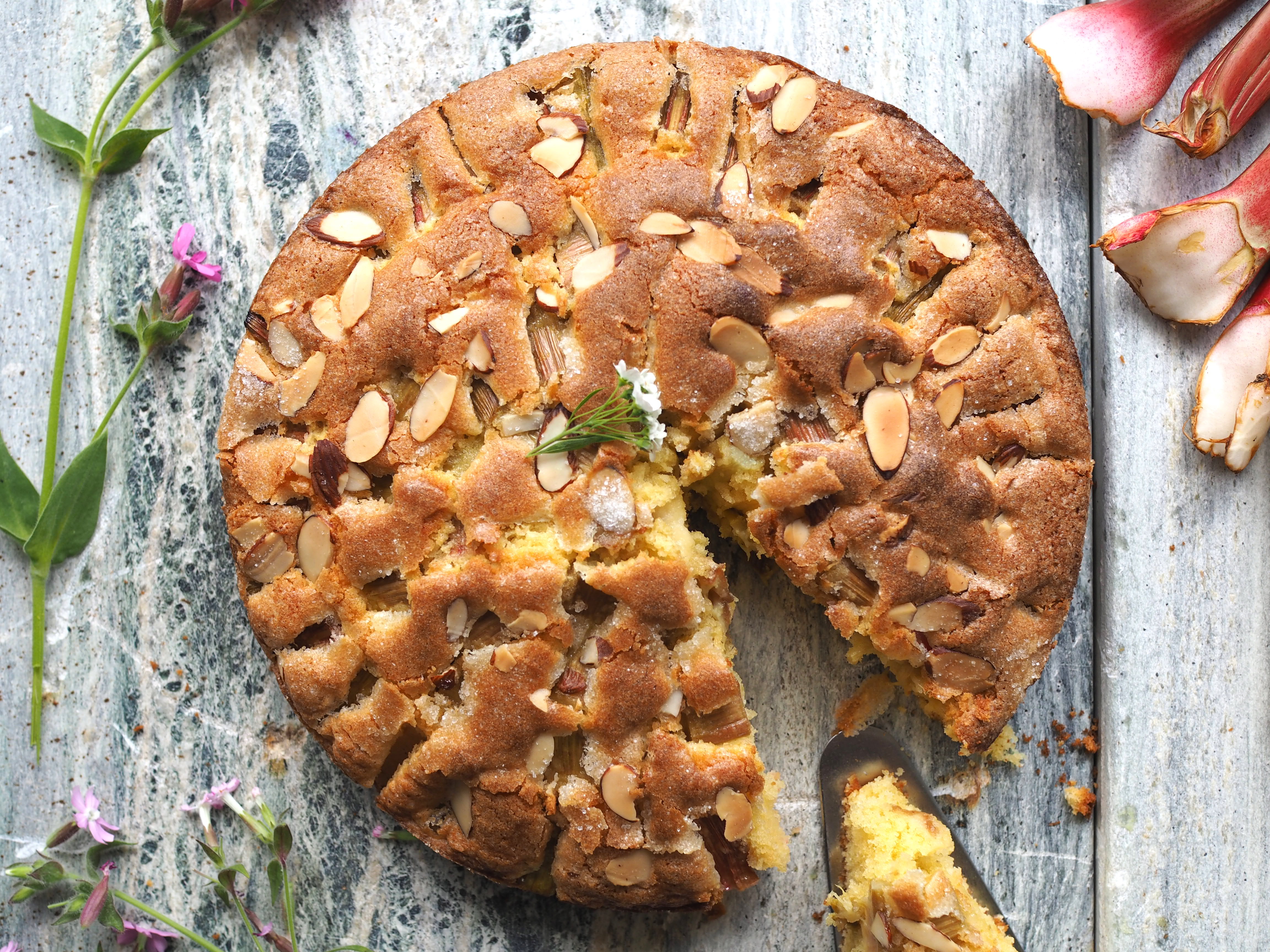 Simple Norwegian Rhubarb Cake (Rabarbrakake)