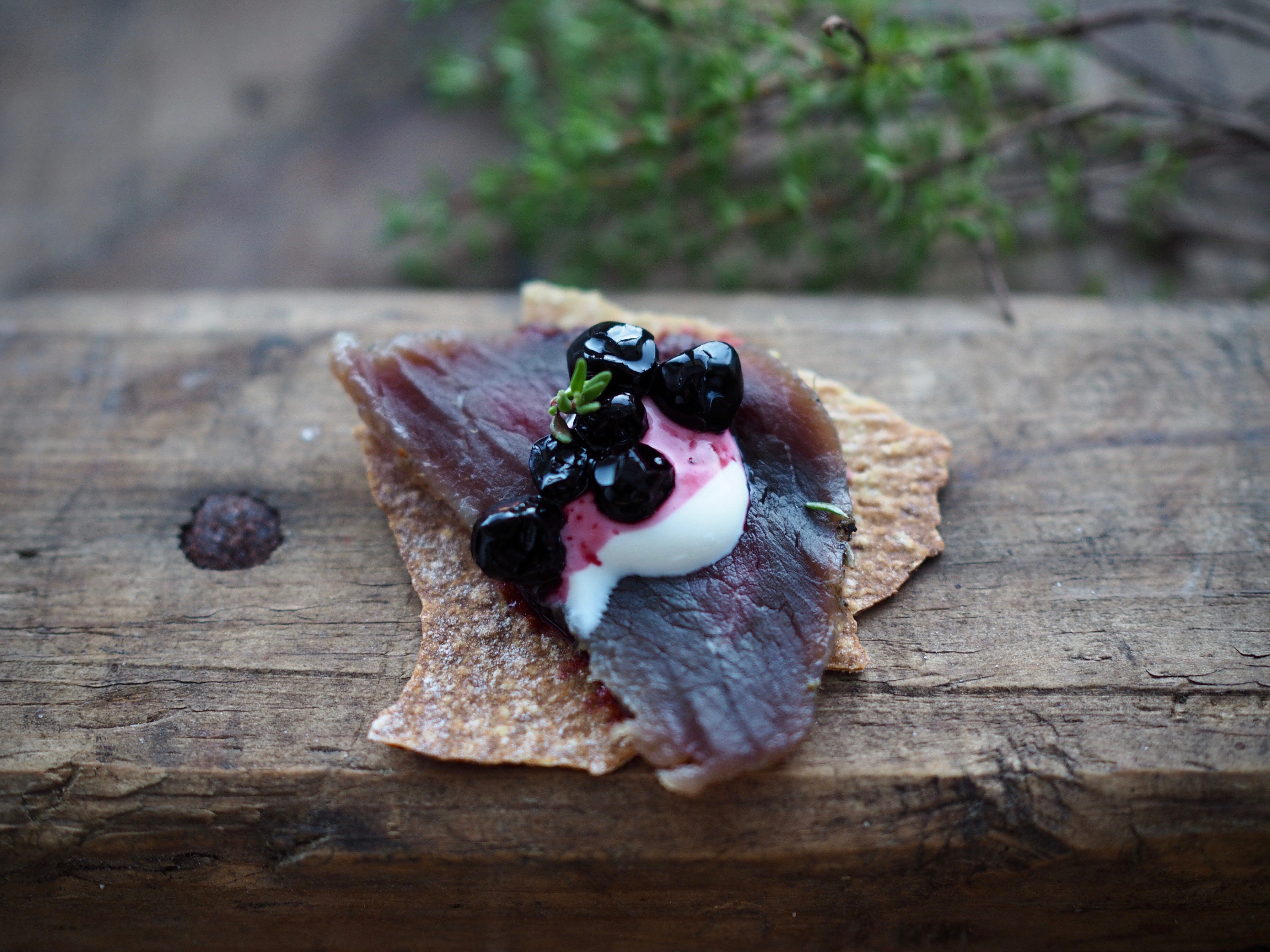 Aquavit-Cured Venison with Pickled Bilberries (Gravet hjort med sylteblåbær)