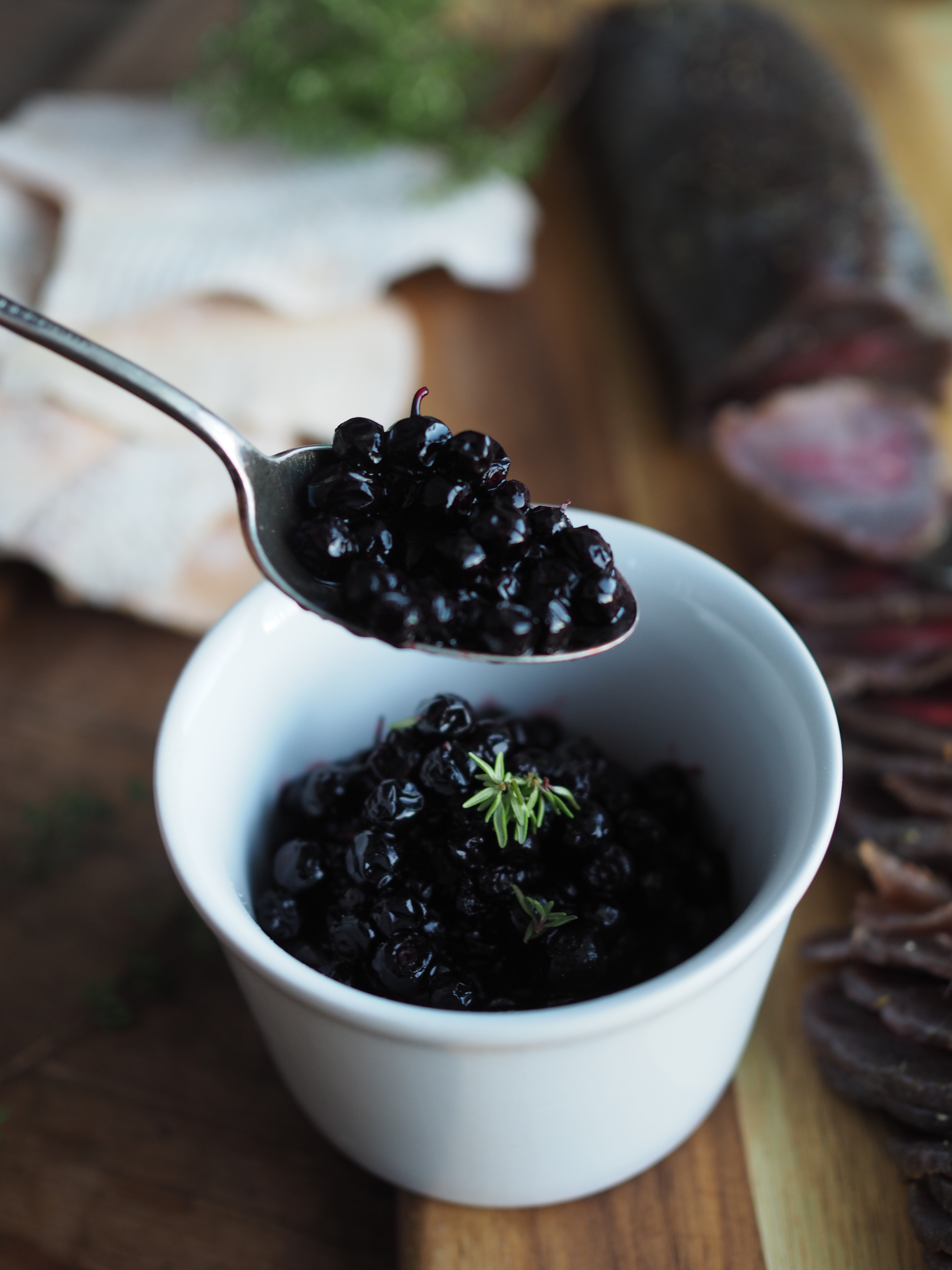 Aquavit-Cured Deer with Pickled Bilberries (Gravet hjort med sylteblåbær)