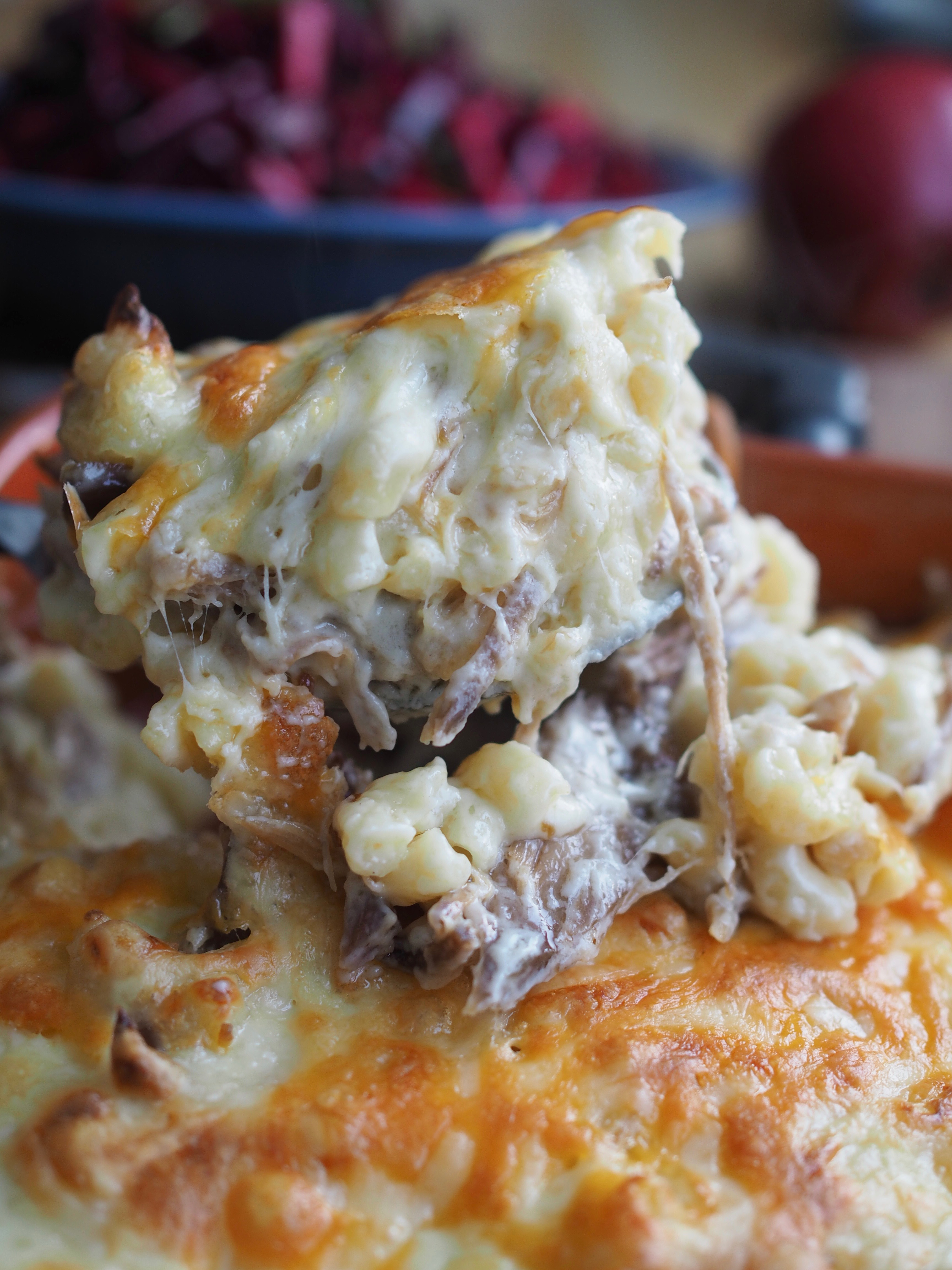 Norwegian Pinnekjøtt Macaroni and Cheese and Winter Slaw