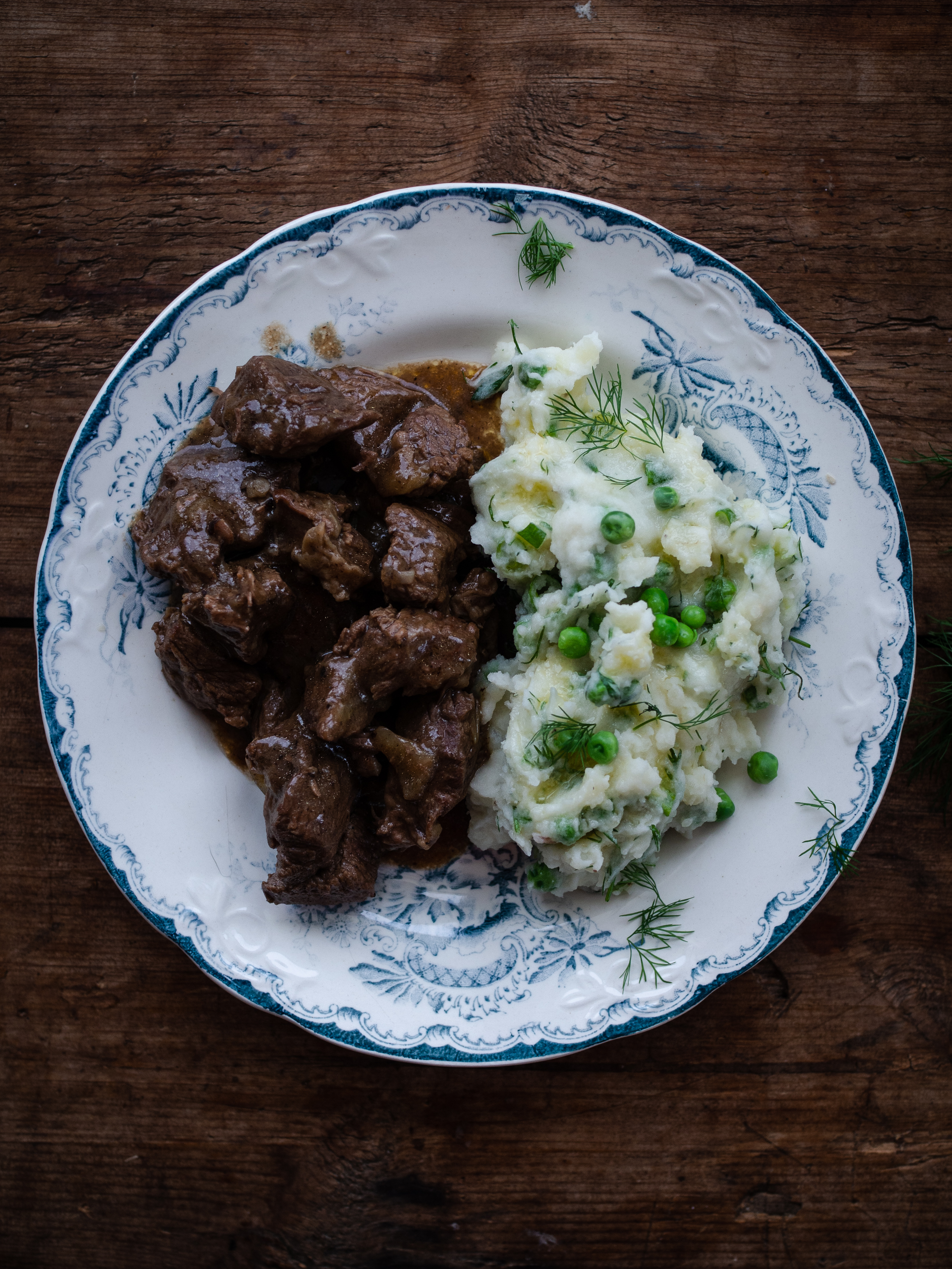 Norwegian sosekjøtt and Spring Mashed Potatoes