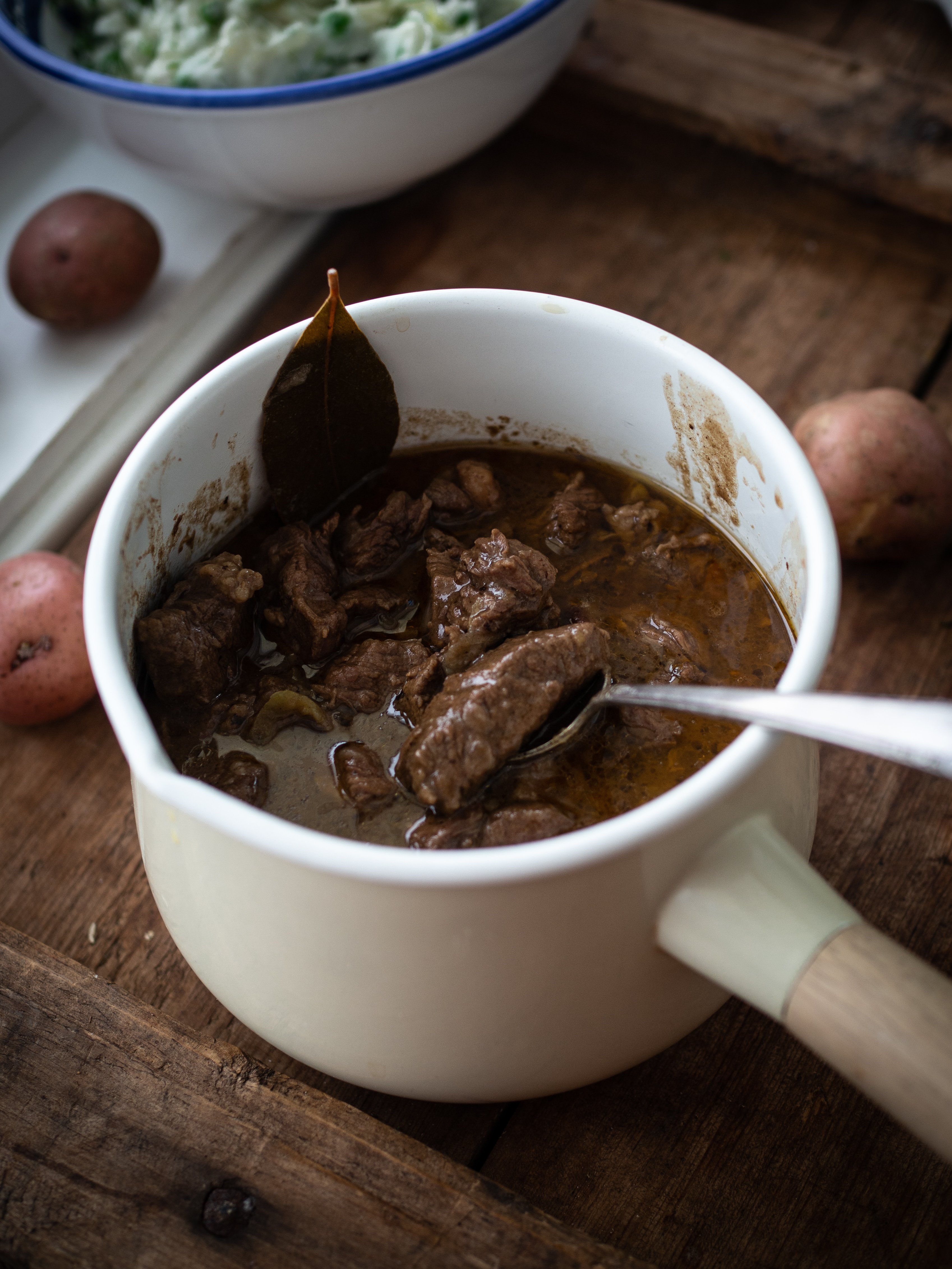 Norwegian sosekjøtt and Spring Mashed Potatoes
