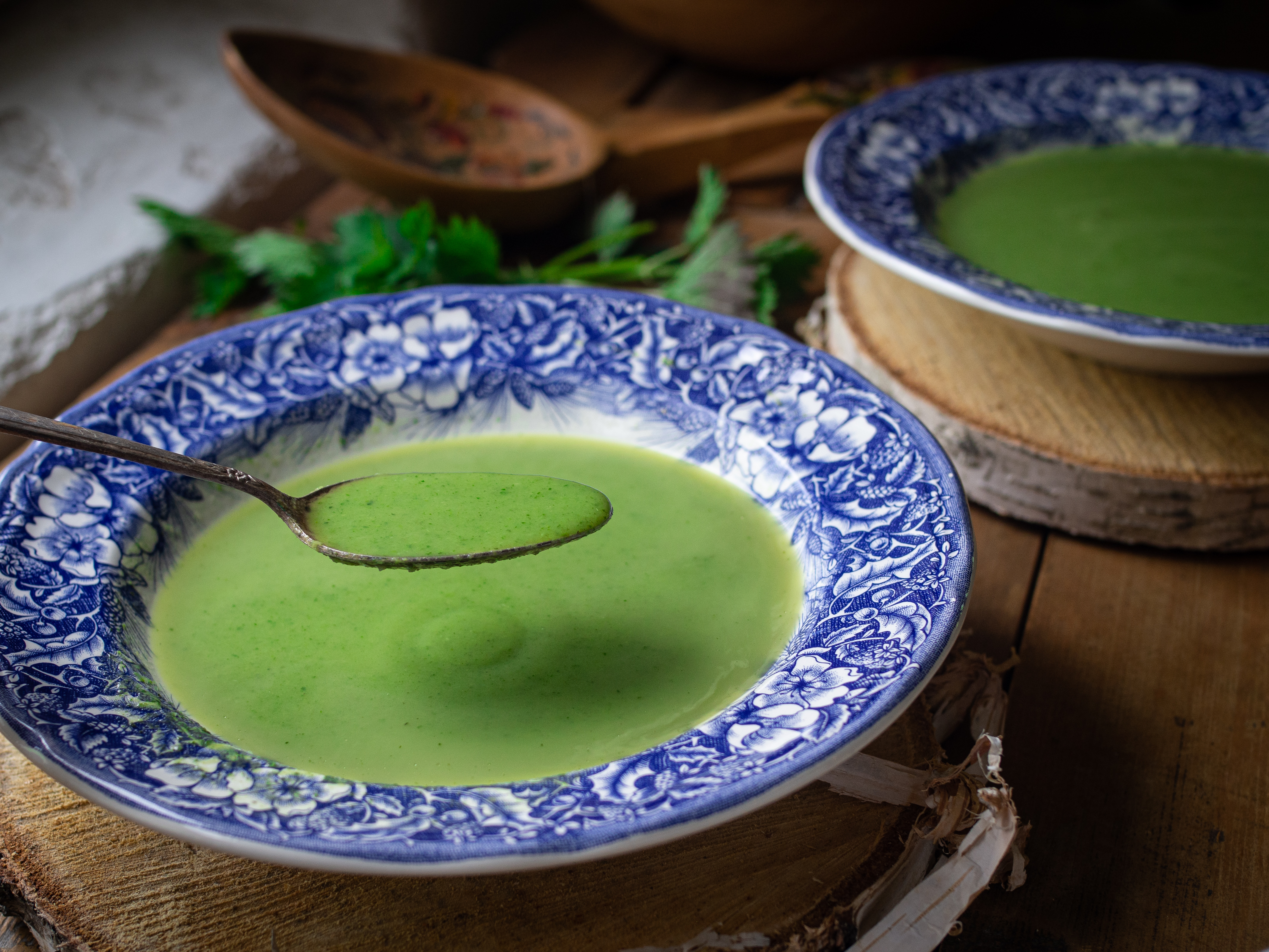 Wild Nettle and Pea Soup (Brenneslesuppe med erter)