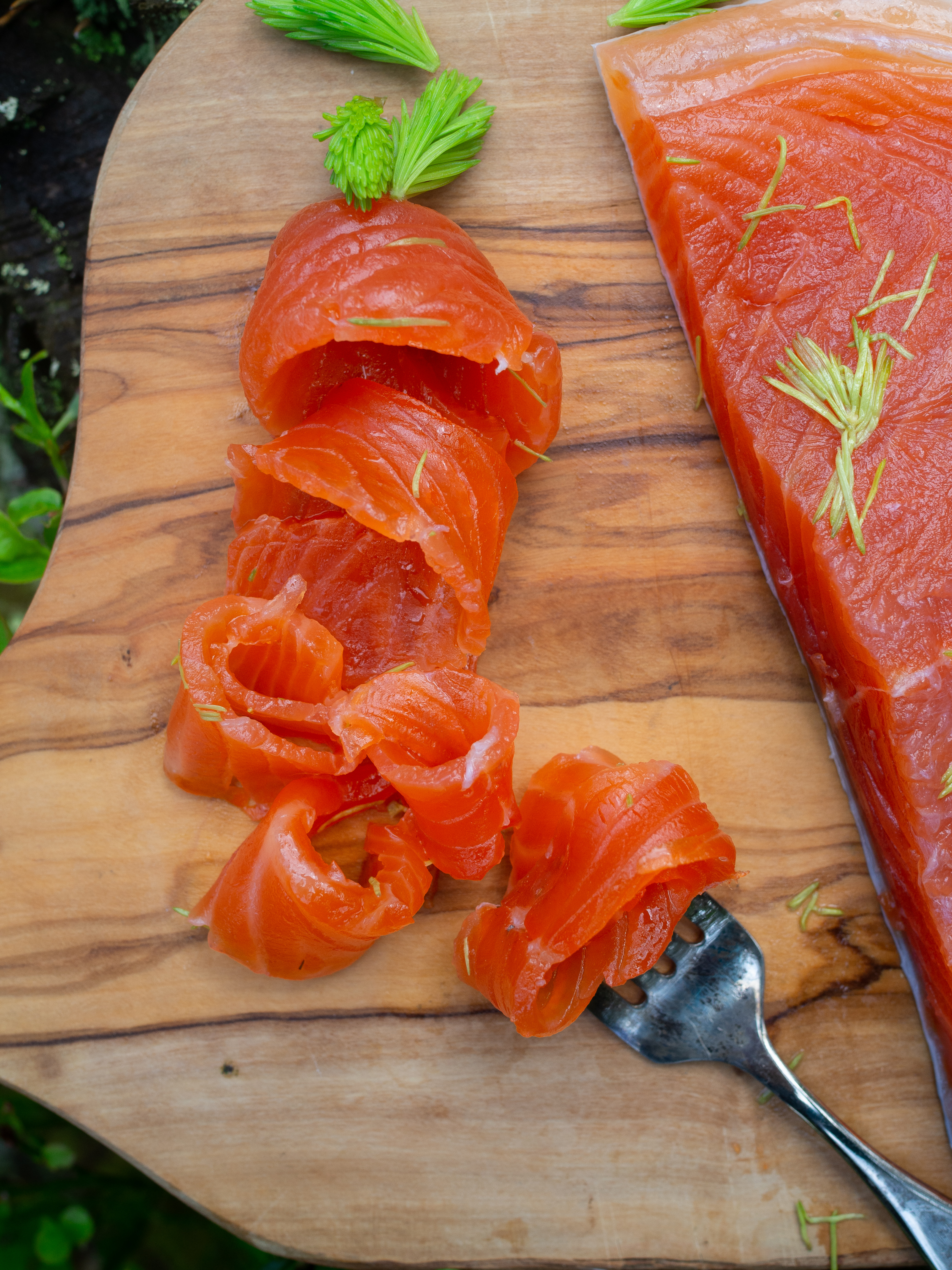 Cured Trout with Spruce Tiips (Gravet Orret med Grandskudd)