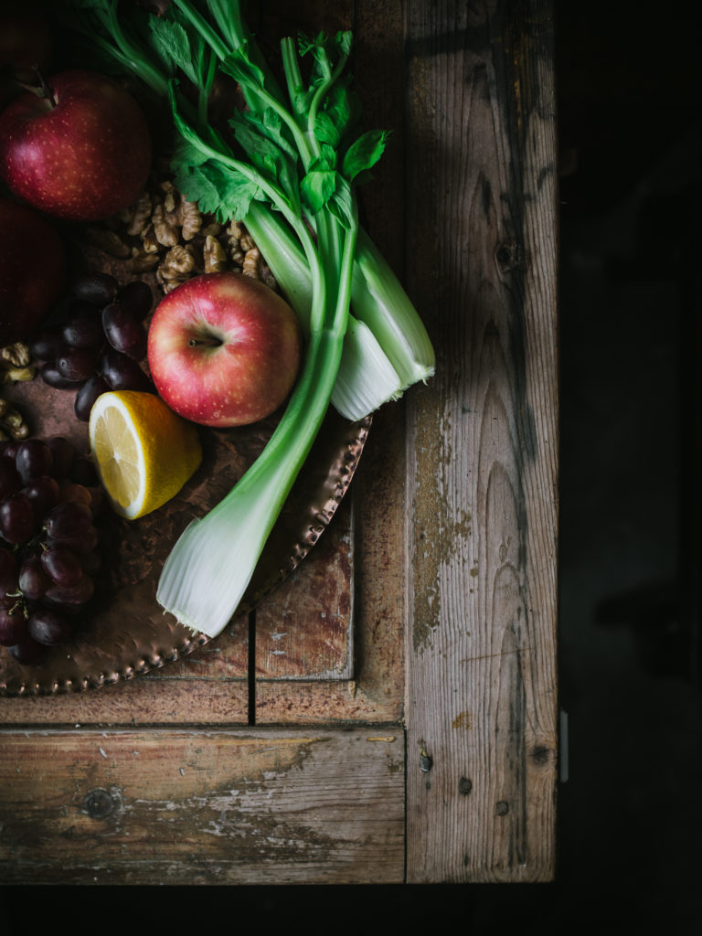 The makings of waldorf salad (waldorfsalat)
