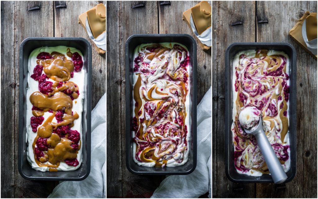 No-Churn Brunost and Raspberry Swirl Ice Cream