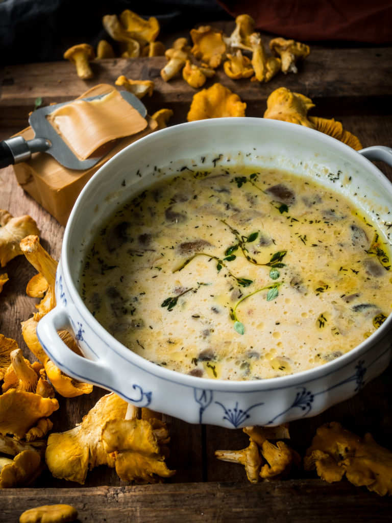 Creamy Wild Mushroom and Brunost Soup