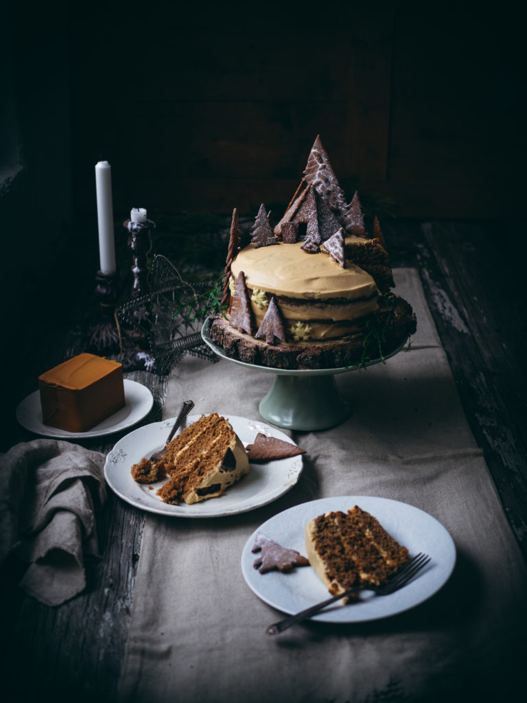 Layered Brunost Pepperkake Cake