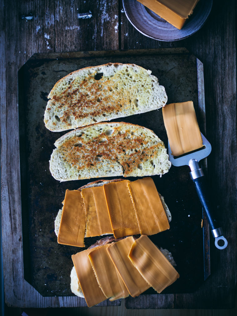 Norwegian brown cheese on toasts