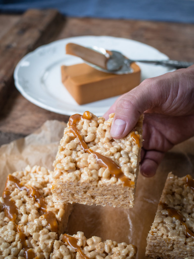 Brown Cheese Caramel Rice Krispies Treats 