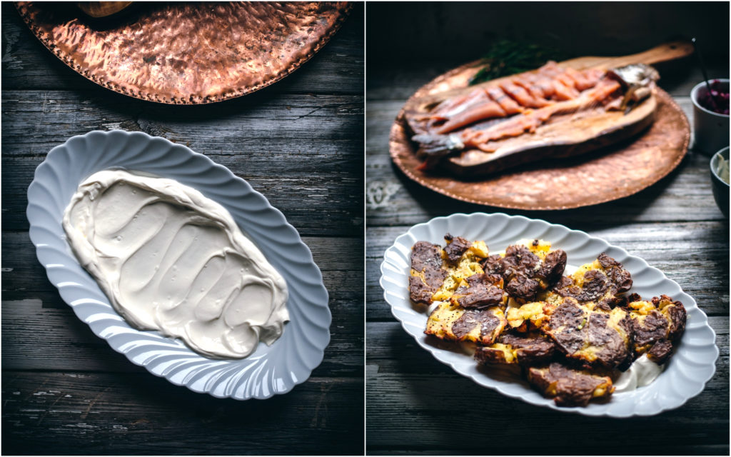 Rakfisk with Smashed Potatoes