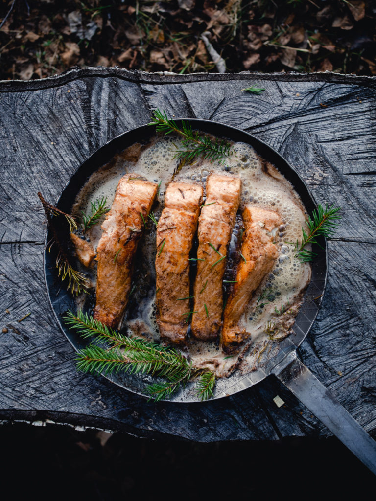 Conifer Needle and Brown-Butter Salmon