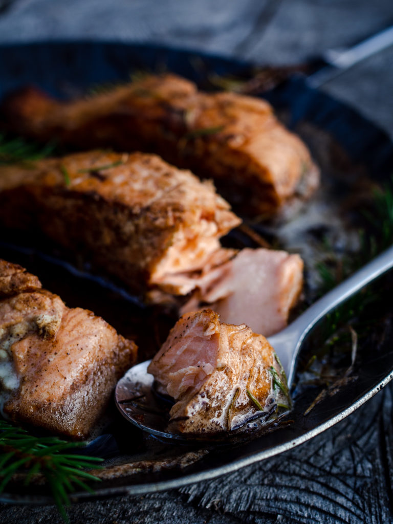 Conifer Needle and Brown-Butter Salmon