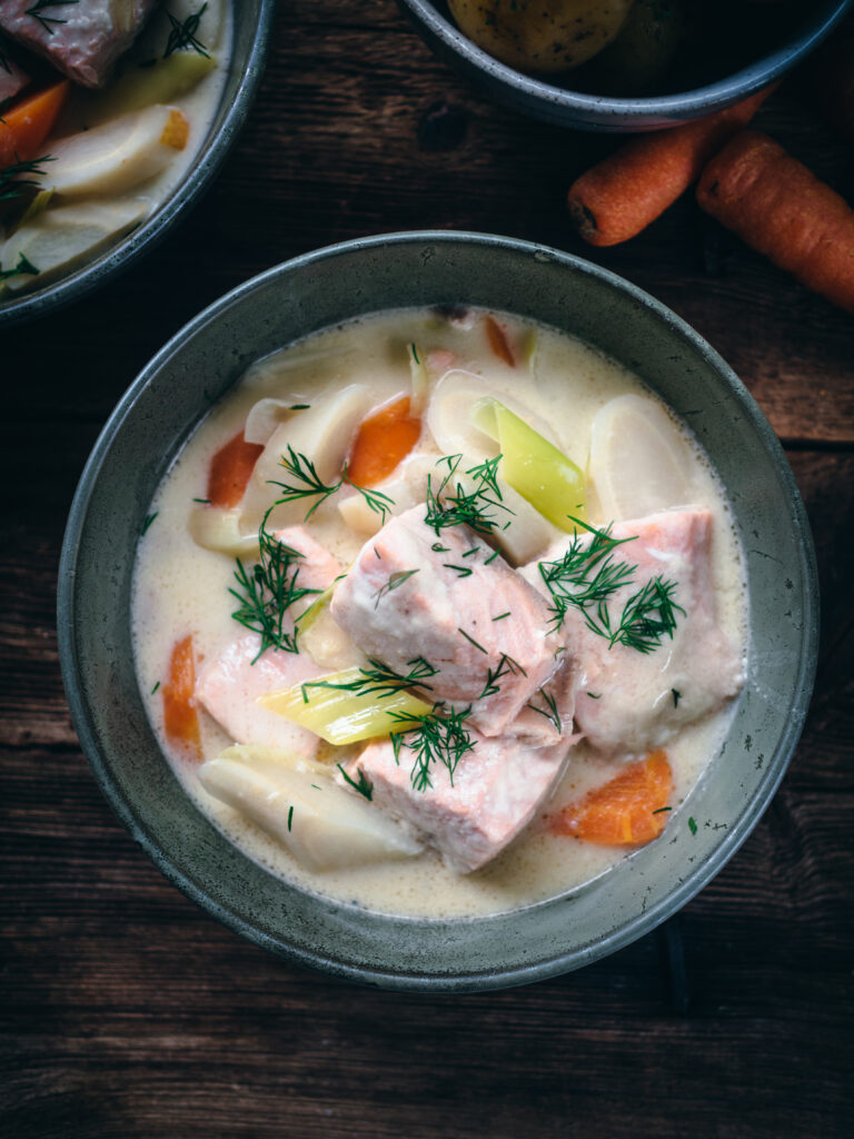 Salmon Fricassee with Hard Cider 