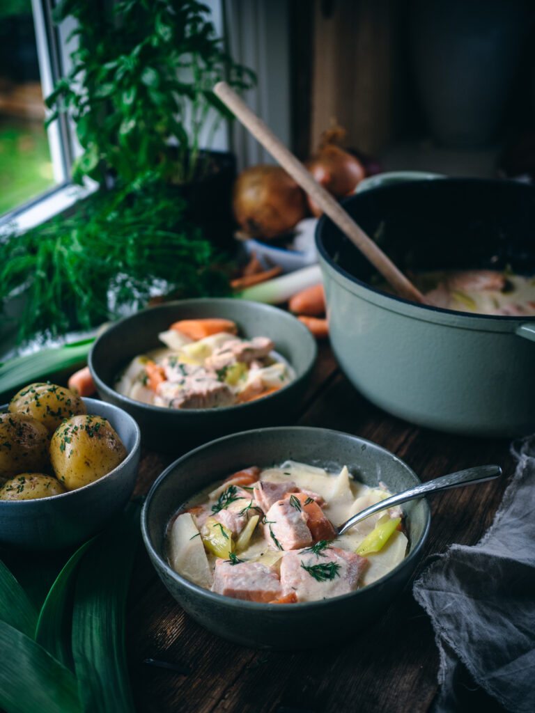 Salmon Fricassee with Hard Cider 