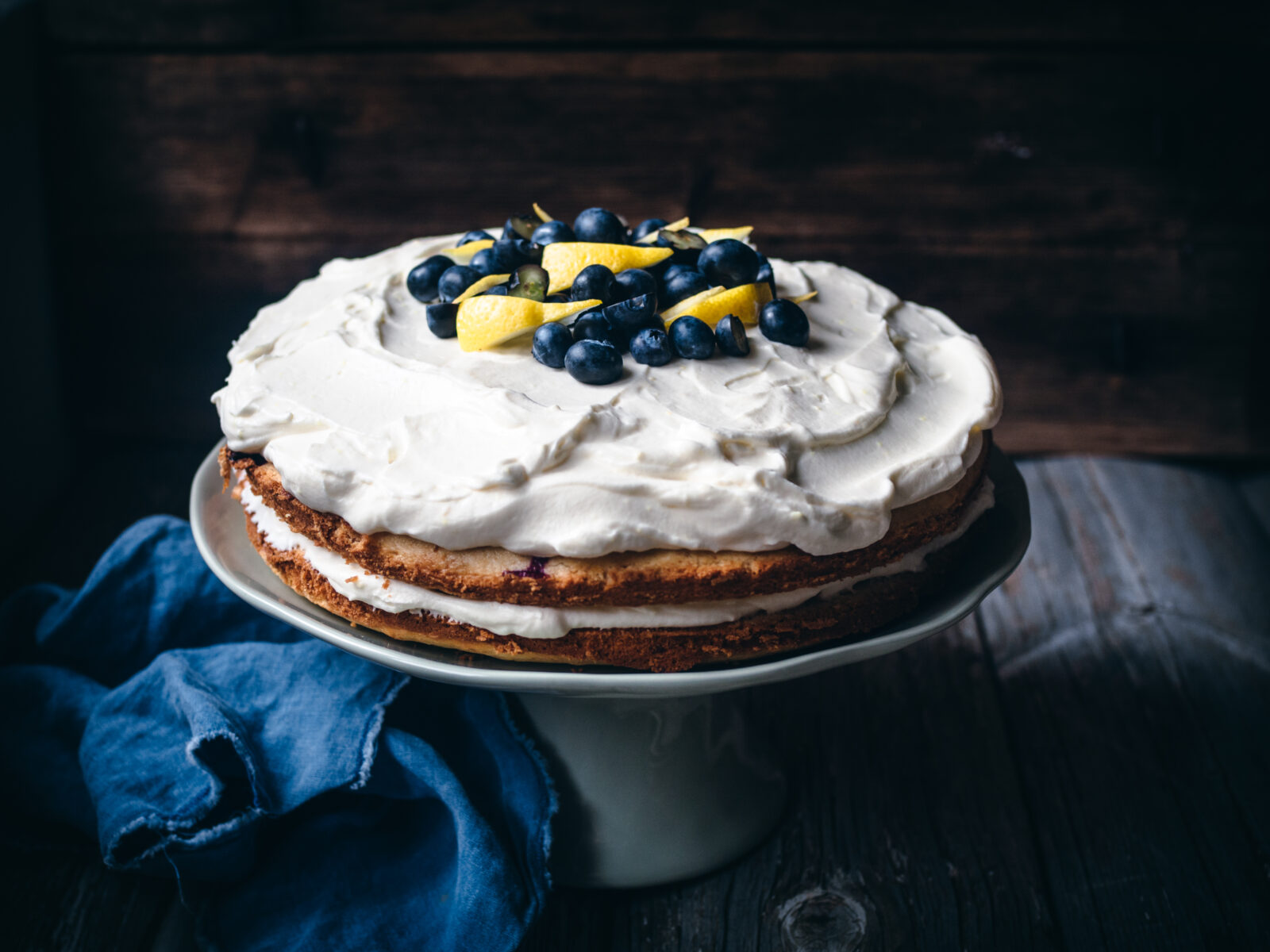 Lemon Blueberry Cream Cake
